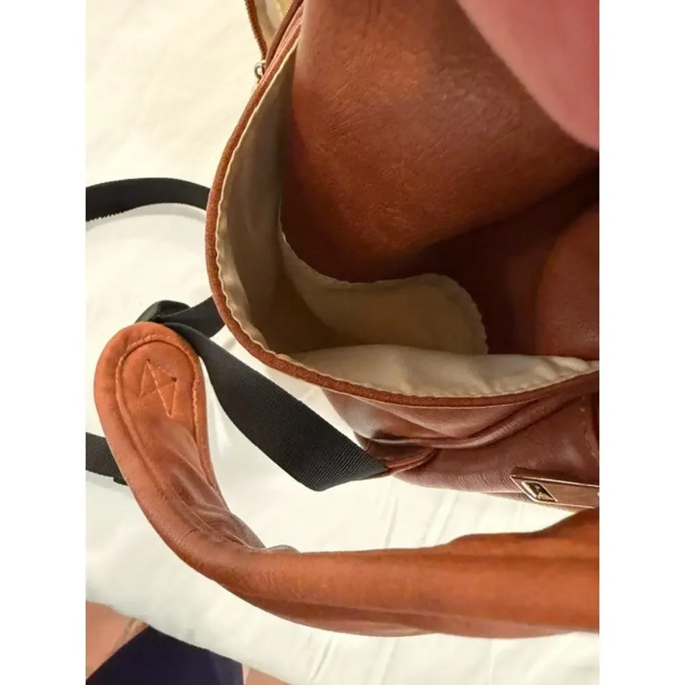 Upper La Madison The Commuter Diaper Baby Bag Backpack Vegan Leather Brown